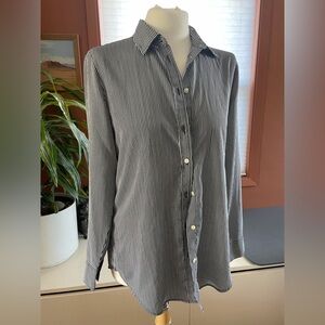 Banana Republic Black and White Striped Button Down Shirt